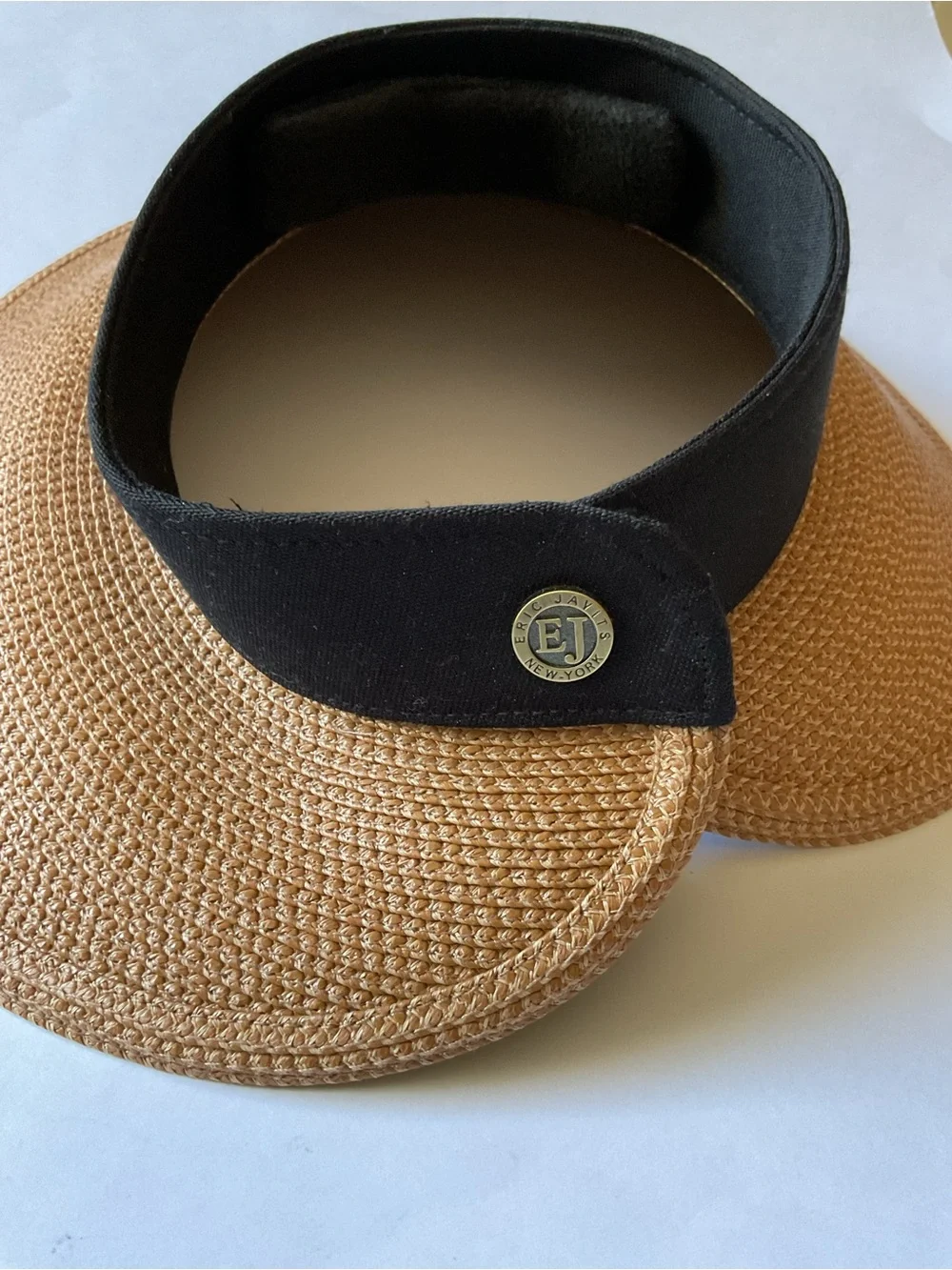ERIC JAVITS SQUISHEE HALO HAT NATURAL/BLACK ONE SIZE ADJUSTABLE NEW NO TAGS - Picture 9 of 16